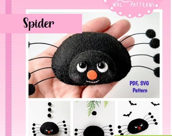 Halloween Felt Spider PDF SVG Pattern Party Kids Ornament Handmade Sewing Tutorial DIY