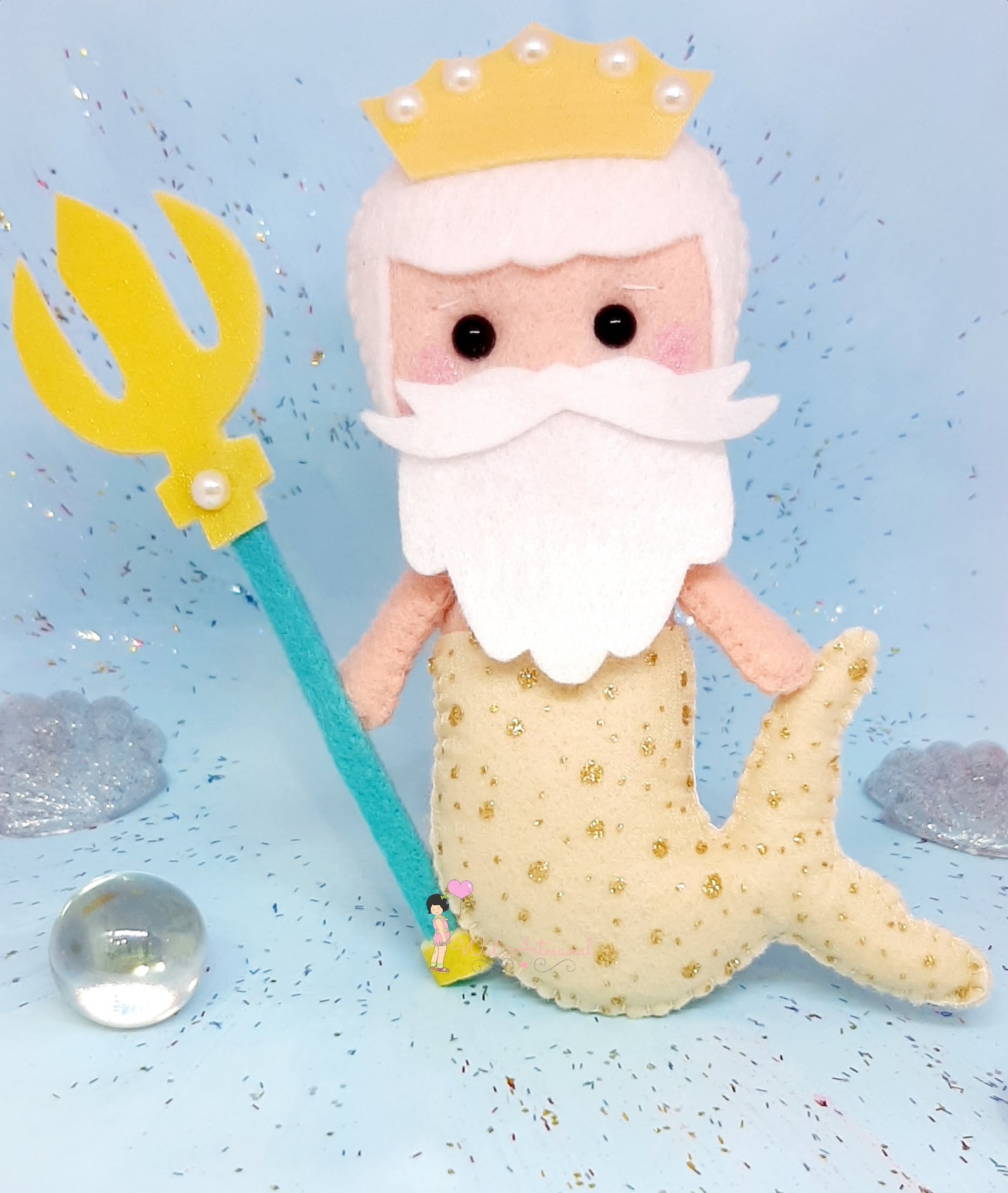 Felt Poseidon PDF Pattern Tutorial Mythology Neptune Etsy