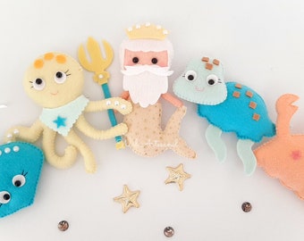 Poseidon Ray Turtle Crab Octopus - Set of 5 - Felt PDF Pattern - New Patterns - Sea Life - Sea Creatures - Nautical - Ocean Toys