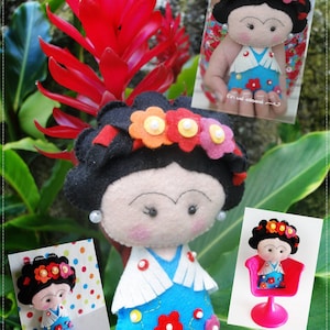 Filz kleine Frida inspiriert - PDF Pattern - Filzpuppe - Mexikanische Puppe - Handgemacht - Schnittmuster - Mexikanische Künstlerpuppe - DIY