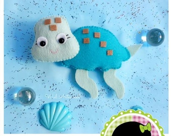 Turtle - Felt PDF Pattern - Sea Life - Ocean Toys - Ornament - Plushe Turtle - Marine Toys - Sewing Project