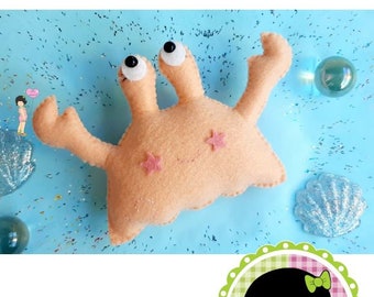 Crab - Felt PDF Pattern - Sea Life - Ocean Toys - Nautical - Cute Ornament - Nursery - Sea Creatures - Sea Animal - Crab Plush - DIY