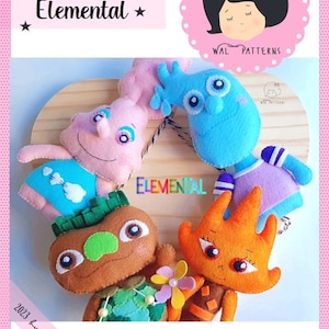 Elemental - Felt Pattern - Doll Wade Ember Clod Gale - Easy Tutorial - Ornament Mobile Baby Crib - Nursery Decor - Toy Kids - Birthday
