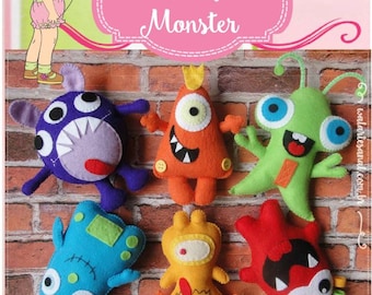 Lovely Monsters  Felt Pattern PDF  Handsew Halloween Party Kids Toys  Felt Dolls