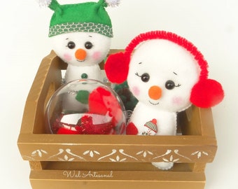Snowman Ornament Felt Pattern Christmas Sewing DIY Tutorial Easy PDF Pattern Advent Calendar