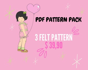PDF Pattern Pack - 3 Felt Patterns for 39,90 dolars (of 16,90 each)