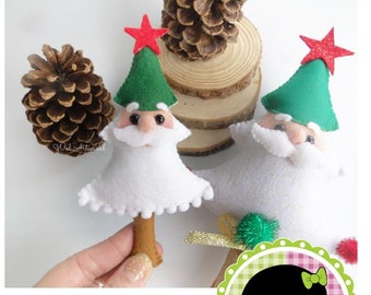 Christmas Ornament Tree Santa Claus Felt PDF Pattern DIY Tutorial Sewing Easy Pattern Advent Calendar