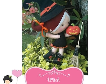 Halloween Witch Gnome Felt Sewing Pattern PDF SVG Easy Scary - Etsy