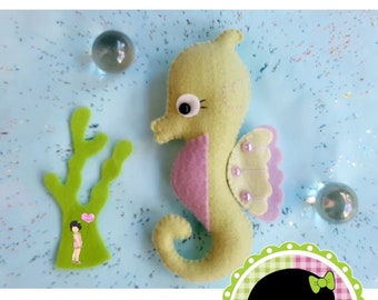 Seahorse - Felt PDF Pattern - Sea Life - Ocean Toys - Nursery - Ornament Baby Shower - Sea Creatures - Marine Toy - Seaweed