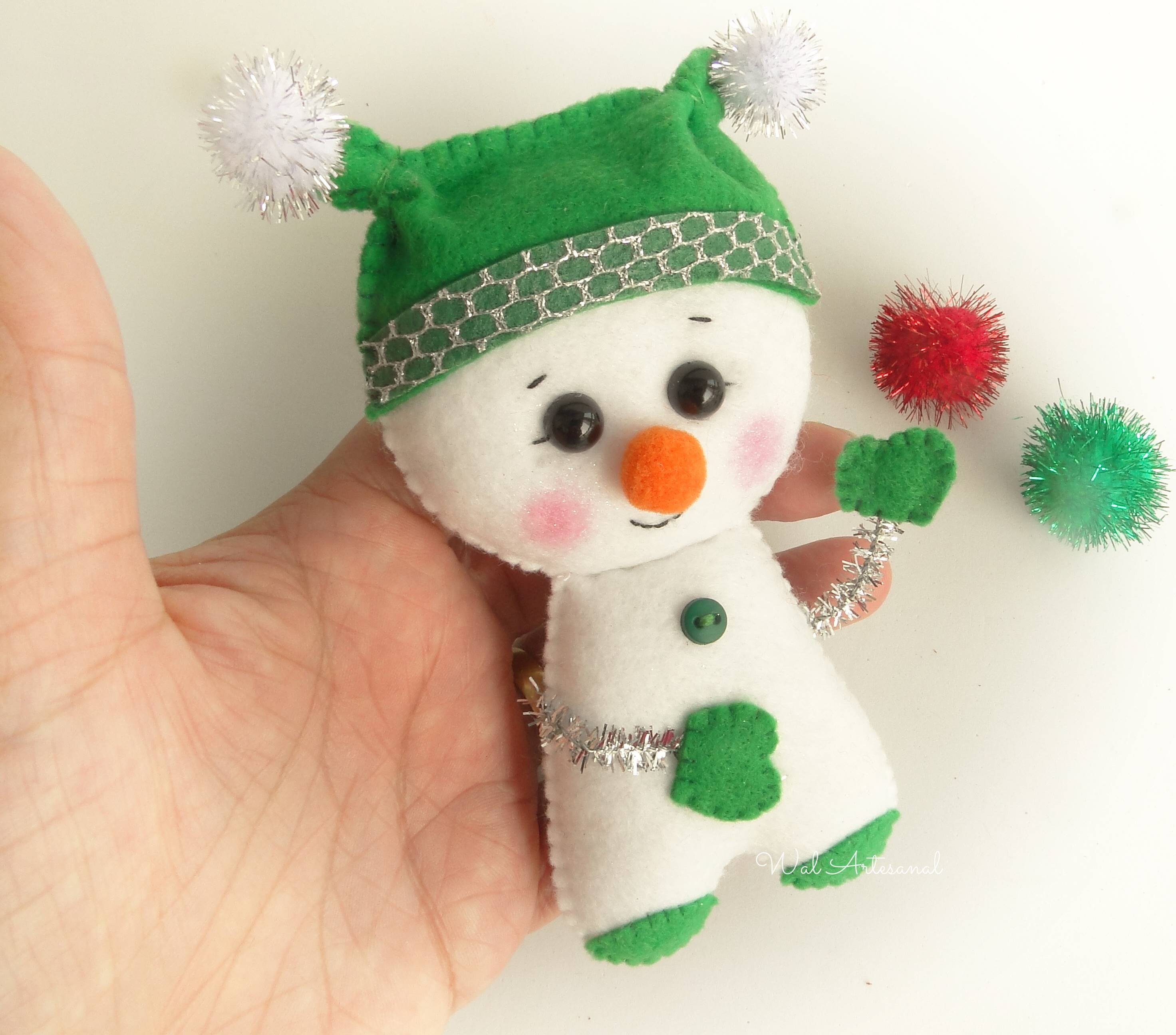 Snowman Ornament Felt Pattern Christmas Sewing DIY Tutorial Etsy