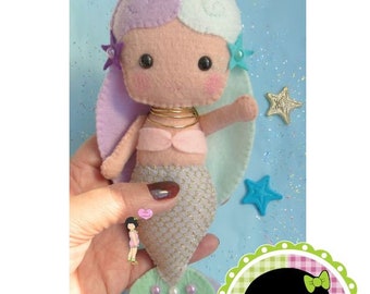 Cute Mermaid - PDF Pattern - Felt Pattern - Sea Life - Mermaid Girl - Felt Doll - Cute Ornament - Nursery - Ocean Toy - Tutorial