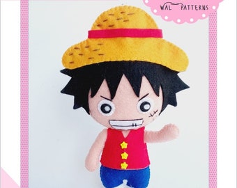 Felt Pirate Pattern -  Felt Doll, Ornament, Crib Mobile, Baby Shower, Toy, Skull, Anime Tutorial