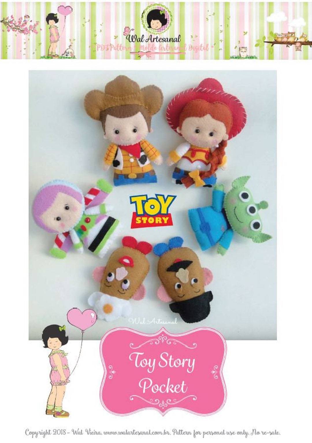 Toy Story Felt PDF Pattern Woody Jessie Buzz Mr. Mrs. Potato