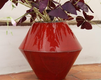 Red earthenware vase
