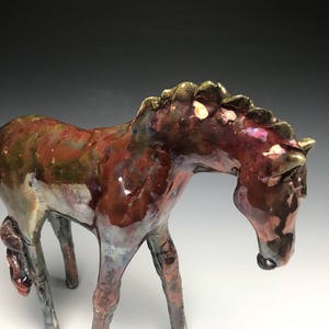 Copper Raku Horse 641 - Horse Sculpture - Equine Art - Horse Art - Horses - Copper Horse - Horse Figure - Abstract Sculpture - Raku Horse