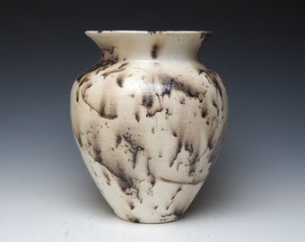 Horsehair Raku Vase - Black and White Vase - Horsehair Raku - Raku Pottery - Raku Firing - Horses - Vase - Pottery - Ceramic - Handmade Vase