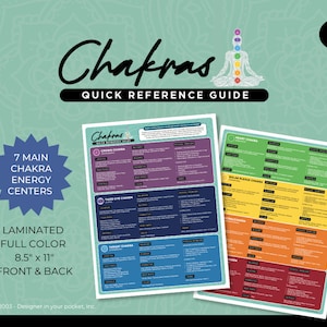 Chakras Quick Reference Guide | Handmade in the USA | Laminated 8.5x11 Front & Back Full Color | Spirituality Gifts