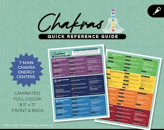 Chakras Quick Reference Guide | Handmade in the USA | Laminated 8.5x11 Front & Back Full Color | Spirituality Gifts