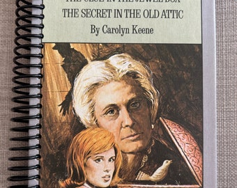 Nancy Drew “The Clue in the Jewel Box/The Secret in the Old Attic” Upcycled Vintage Book into Journal/Sketchbook