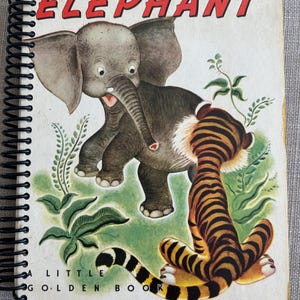 A Little Golden Book “The Saggy Baggy Elephant” Upcycled Vintage Book into Journal/Sketchbook