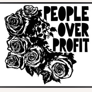 Afiche de People Over Profit, activismo, derechos, socialismo, empatía, impresiones, izquierdista, Eat The Rich, justicia, BLM, inmigrantes
