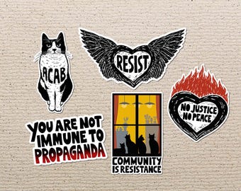 Paquete de pegatinas de activismo, pegatinas de izquierda, feministas y punk.