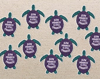 Set di adesivi motivazionali con tartarughe, in vinile impermeabile.