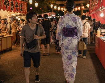 Funny Summer Festival Pickup Fail, Man Realizes His Crush Is the Neighbor Lady, Height Difference Comedy Digital Download PNG