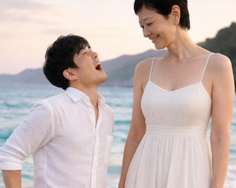 Beach Height Difference-Tall Woman Short Man Beach Scene | Height Difference Couple | Romantic Sunset | AI Art Download