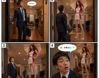 Funny Mother-in-Law as a Race Queen | Tall Japanese Woman & Short Husband Height Difference Comedy | Digital Photo Story Download