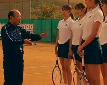 Funny Tennis Team Meeting, Student Asks Coach an Awkward Question, Japanese School Comedy, Photorealistic Digital Download