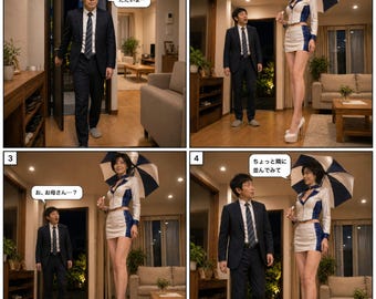 When I Came Home, My Mother-in-Law Became a Race Queen | Tall Japanese Woman & Short Husband Comedy | Height Difference Photo Story Set