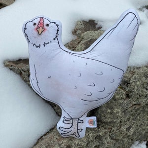 Chicken Plush Pillow ~ Snowy Easter Egger Hen ~ Full Size