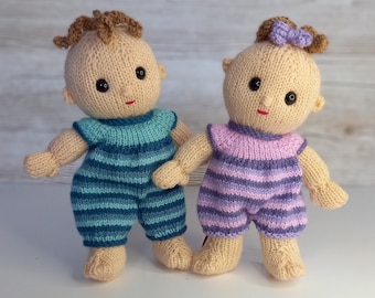 Romper suits for Betsy and Ben baby dolls instant download knitting pattern