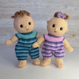 Romper suits for Betsy and Ben baby dolls instant download knitting pattern