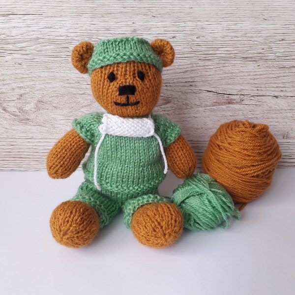 Little Doctor Bear Knitting Pattern Instant download