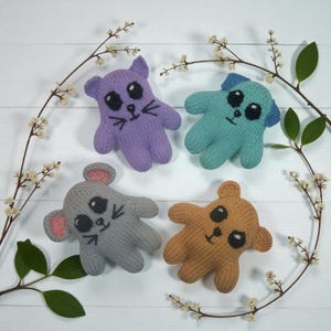 Cartoon Animal Knitting Pattern: Teddy, Mouse, Kitty, Puppy (Instant Download)