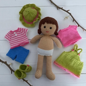Miss Delia doll- Summer holiday set instant download knitting pattern pdf