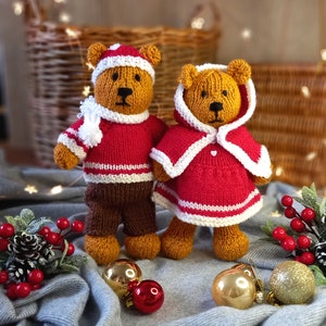 Christmas Bitsy Bears Knitting Printed Pattern