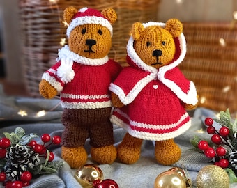 Christmas Bitsy Bears Knitting Printed Pattern