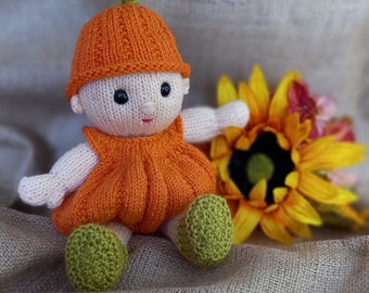 Halloween Pumpkin costume for Betsy and Ben baby dolls instant download knitting pattern