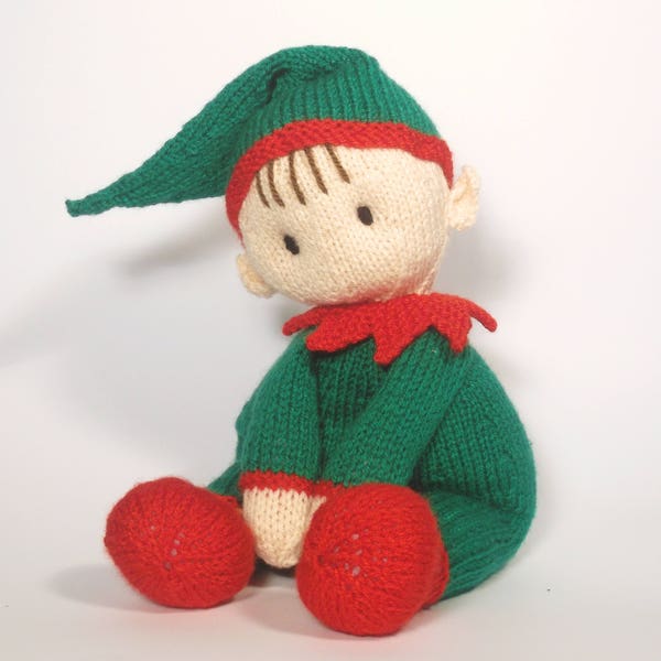 Jo-Jo Cuddle Elf, Christmas doll knitting pattern Instant download