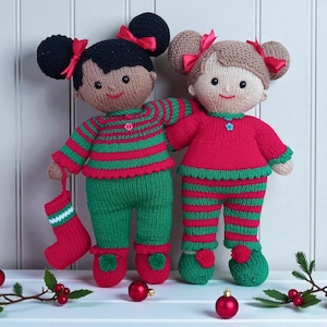 Christmas Eve Pj's, Lilly and May Dolls,  clothes only, instant download