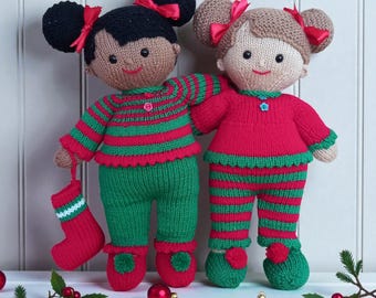 Christmas Eve Pj's, Lilly and May Dolls,  clothes only, instant download