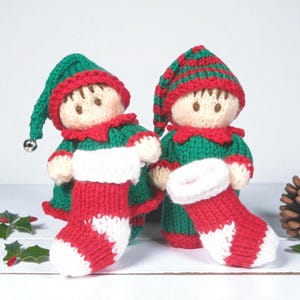 Christmas Bitsy Elves dolls knitting Pattern Instant download