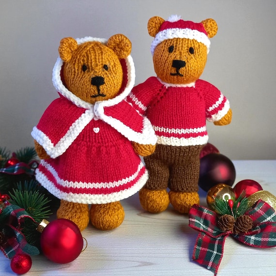 knitted bears all dressed up Christmas Bitsy Bears Knitting Pattern Instant download