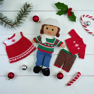 Miss Delia doll- Christmas  set instant download knitting pattern pdf