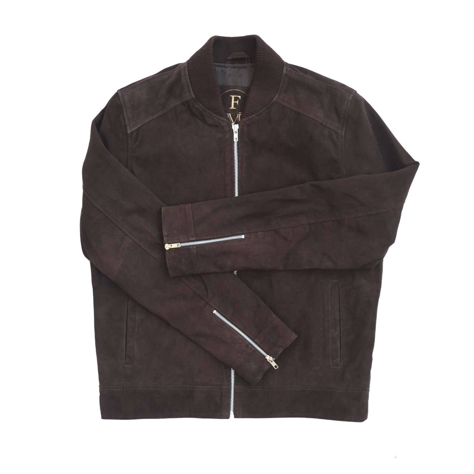 Suede Bomber Jacket: Men’s Goatskin Leather, Knit Collar - Etsy