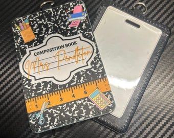 Porta-crachá personalizável | Porta-cartões personalizado | Presente fofo para professores | Porta-identidade | Ferramentas para professores | Volta às aulas | Itens essenciais para professores