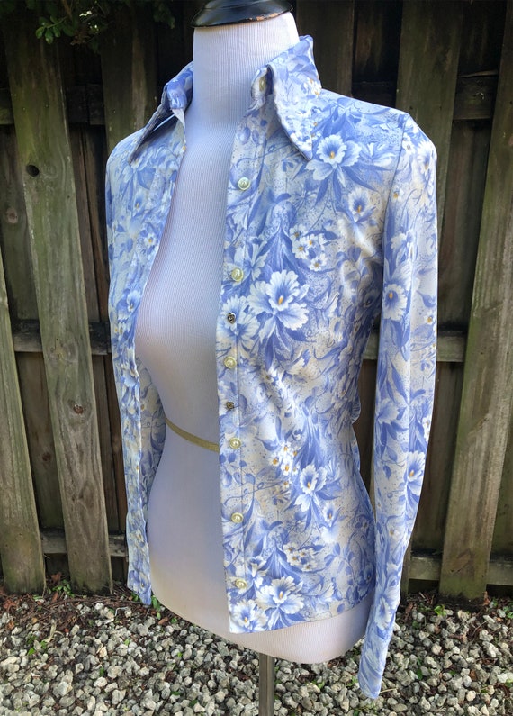 1970's Floral Daffodil Blouse - image 3